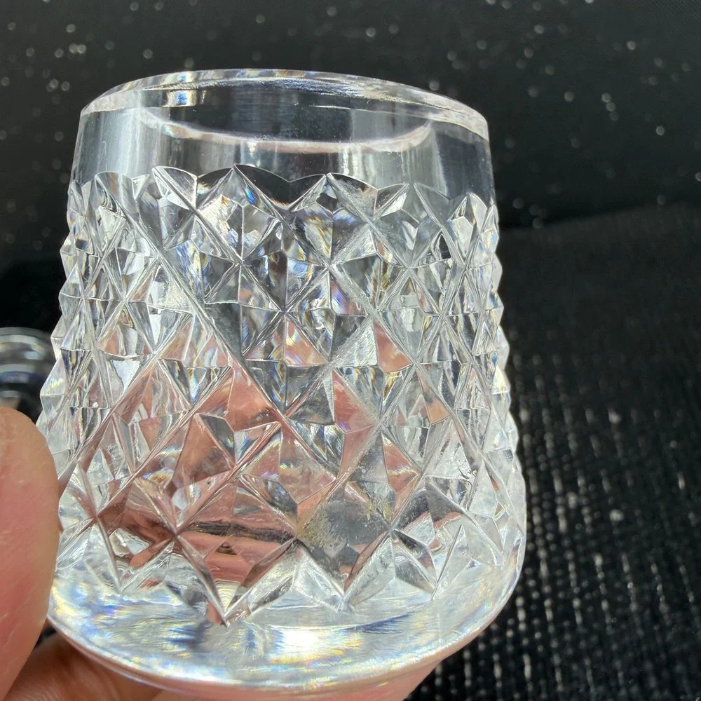 Waterford Crystal Alana Mini Mustard Condiment Pot w Lid Diamond Cut Clear Glass
